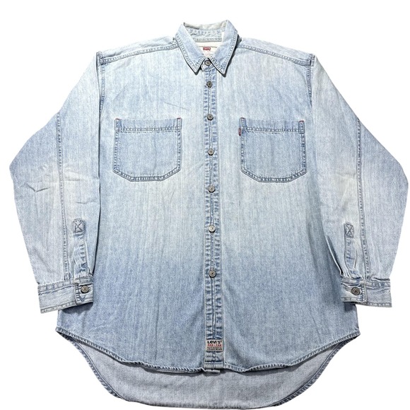 Levi's Other - Levi's Shirt Mens Medium Blue Denim Button Front Long Sleeve Casual Red Tab VTG